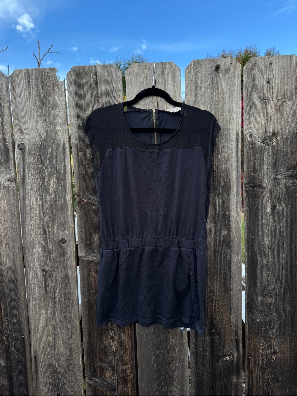 Drop waist Black Mini Short Dress with Sheer Sleeves Silk